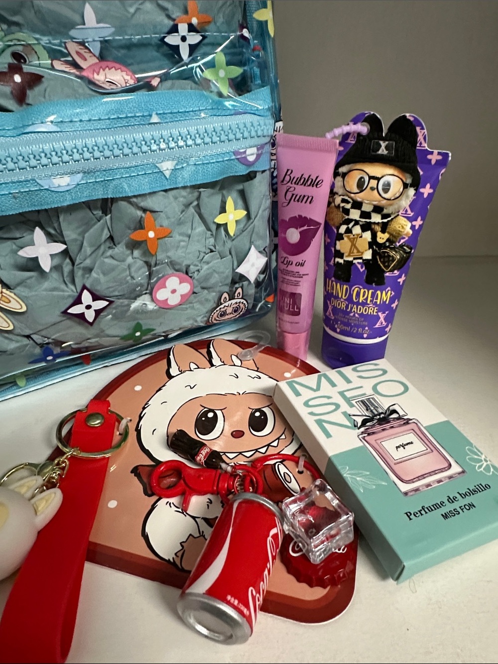 Blue Patterned Clear Mini Backpack & bundle - Picture 2 of 3